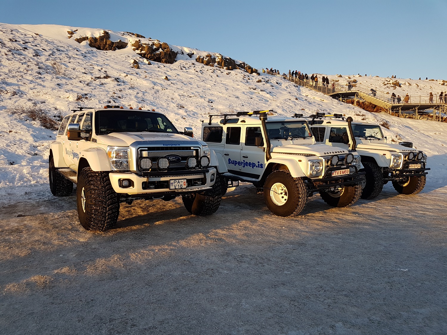 Multiple superjeeps in iceland