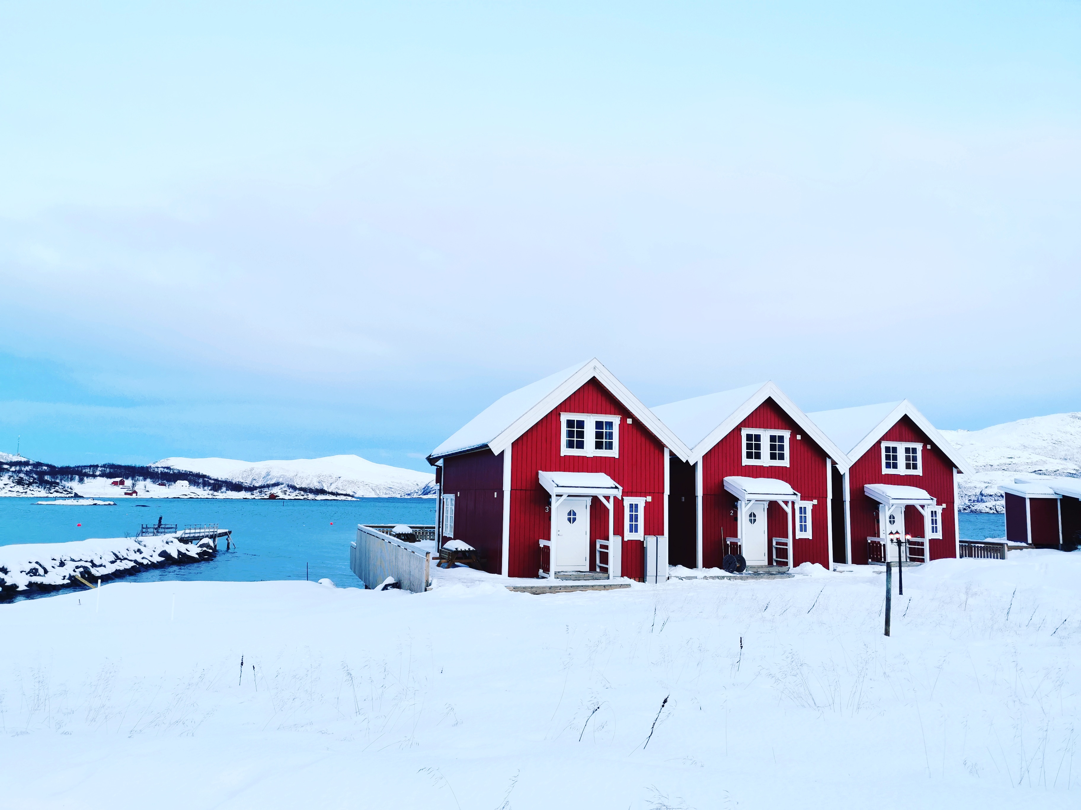 Vengsoy Rorber cabins in winter, Northern Norway