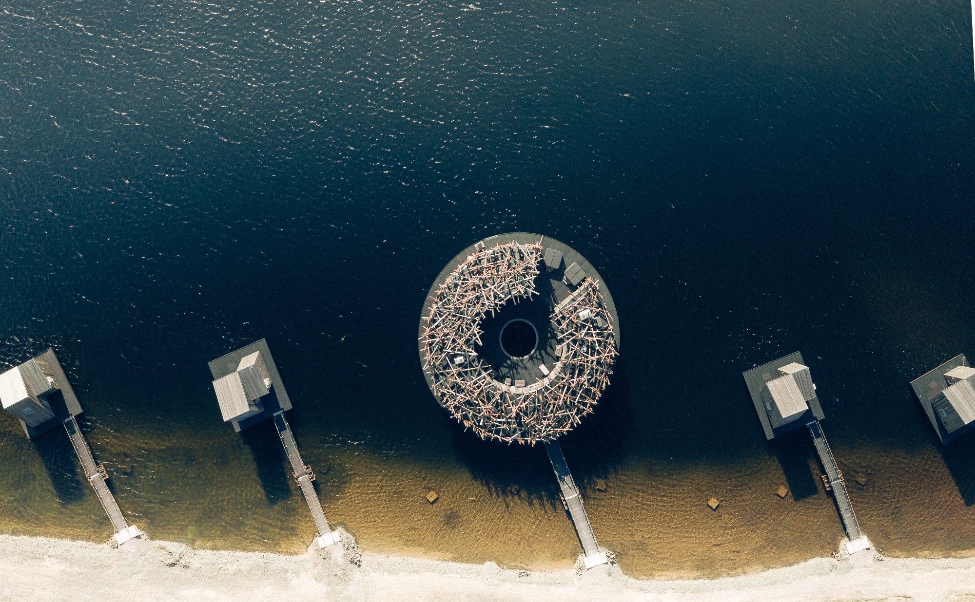 Aerial view of Arctic Bath, Swedish Lapland