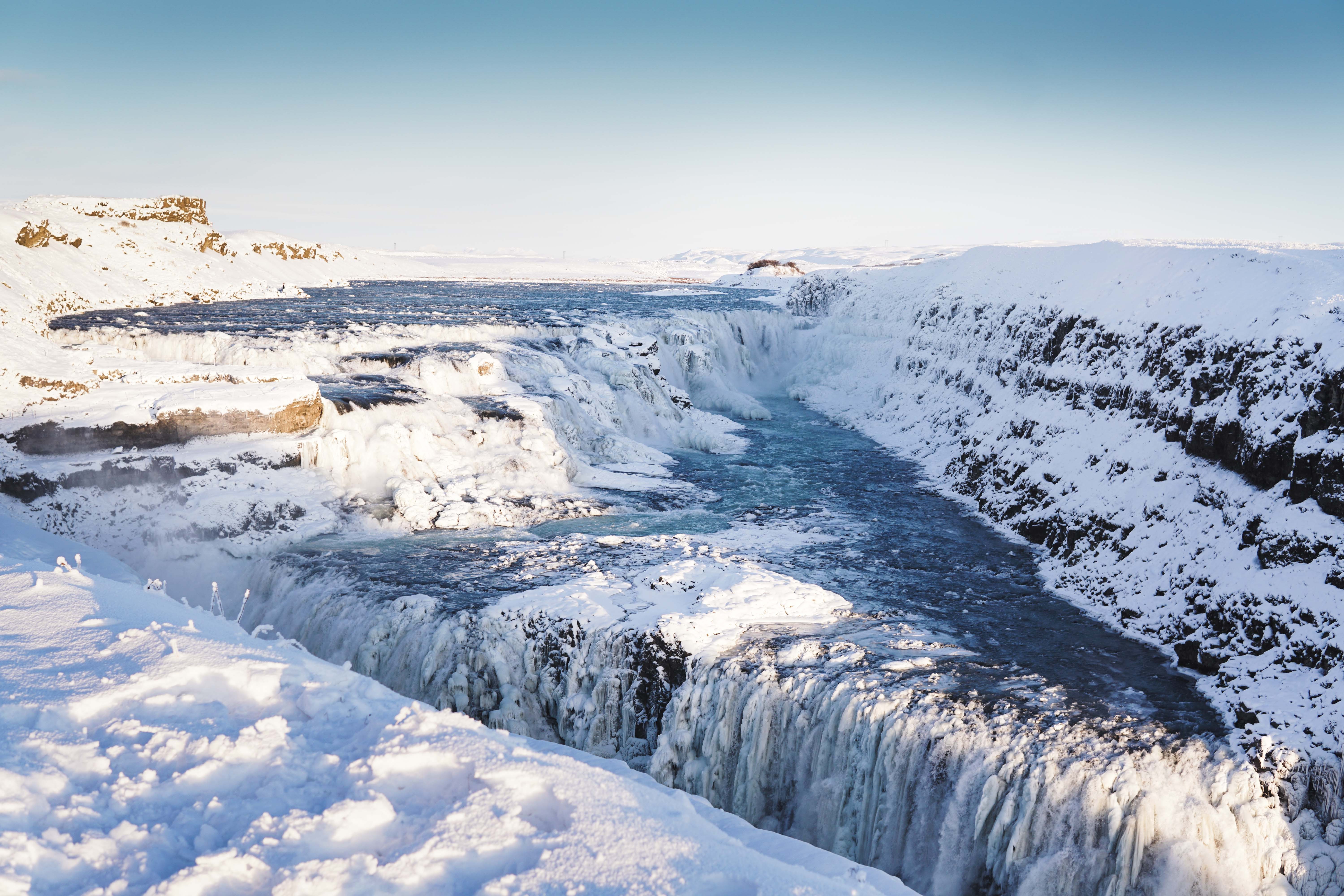 Gullfoss waterfall in winter