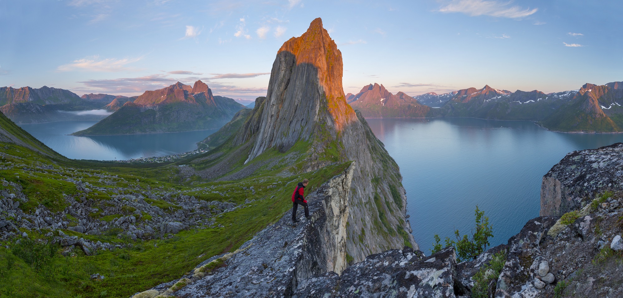 Hiking Segla mountain during summer in Norway