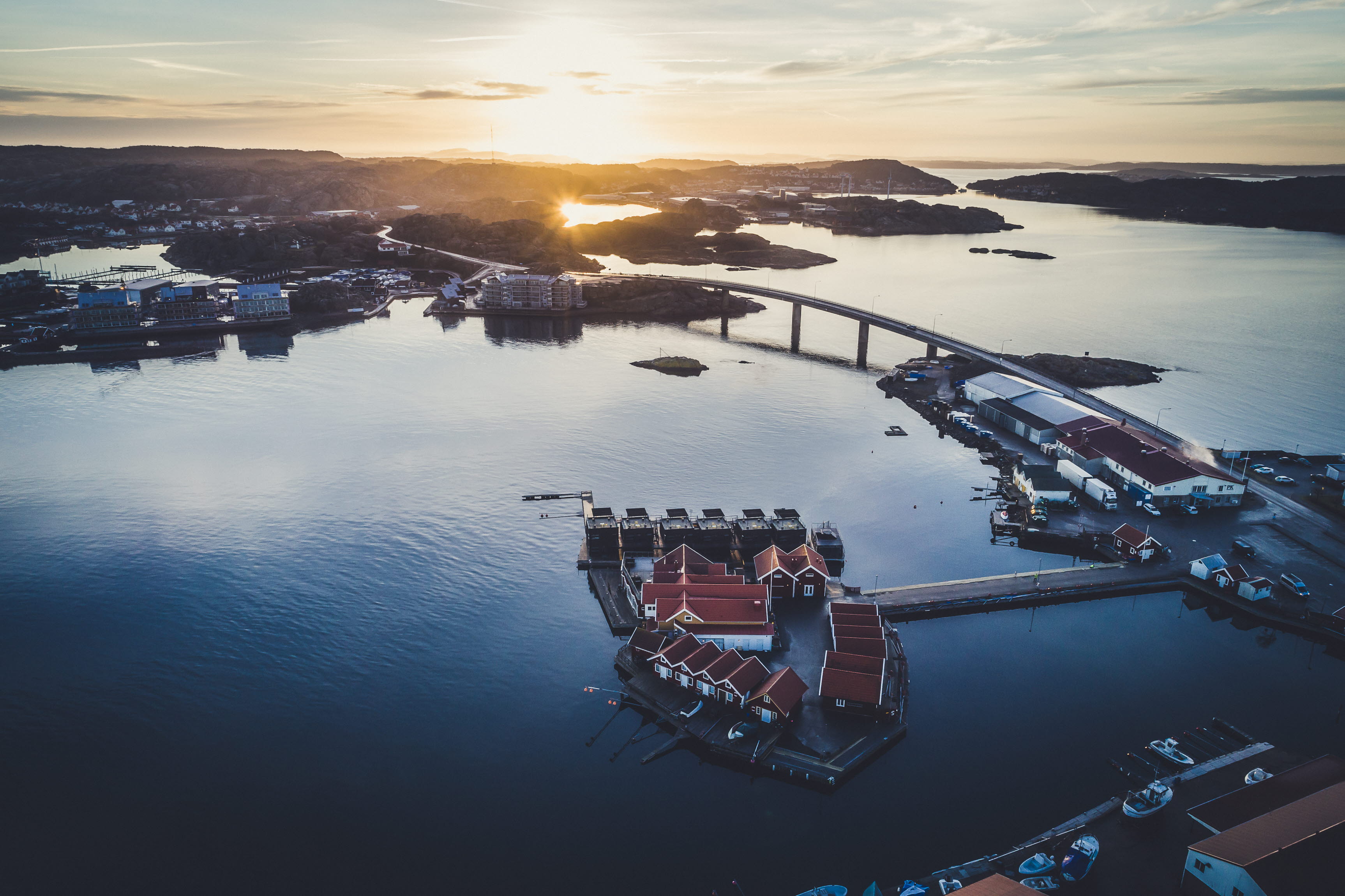 Aerial view over Salt & Sill, Klädesholmen, West Sweden