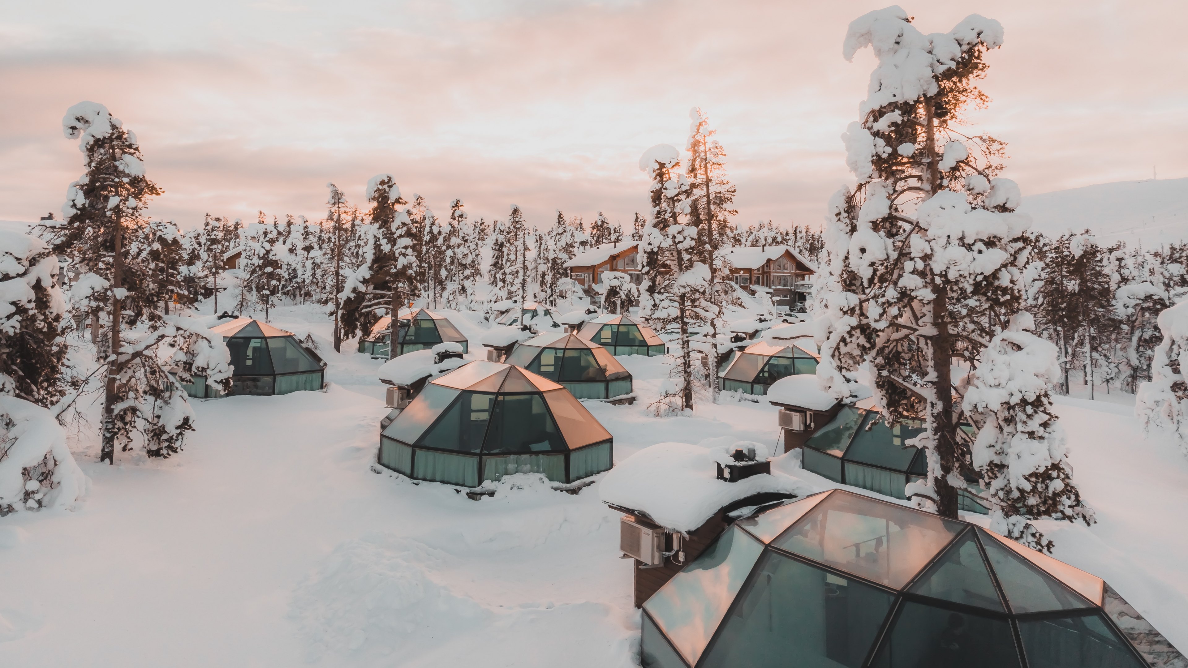 Luxurious glass-roof igloos at Levin Iglut Golden Crown resort in Finnish Lapland 